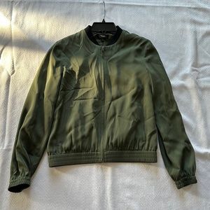 Theory Bahara Silk Jacket/Bomber, Size P (Petite), Green and Black